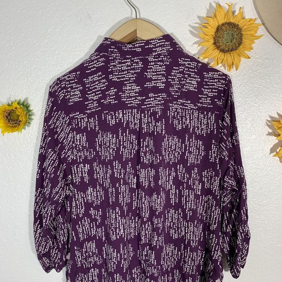 Prescott New York Purple Button Scrunchy Sleeve Blouse Plus Size 1X Women’s - Picture 10 of 11
